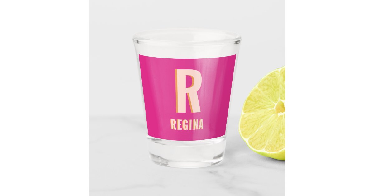 Pink Monogram Name Bachelorette Party Shot Glass