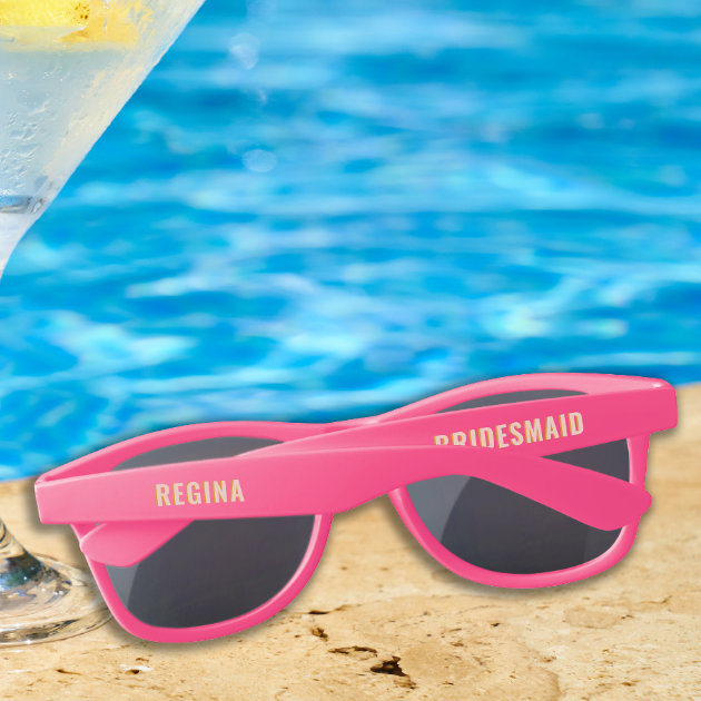 Pink Monogram Name Bachelorette Party Sunglasses