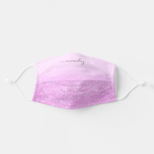 Pink Monogram Name GLITTER Covid_19 Girly Adult Cloth Face Mask