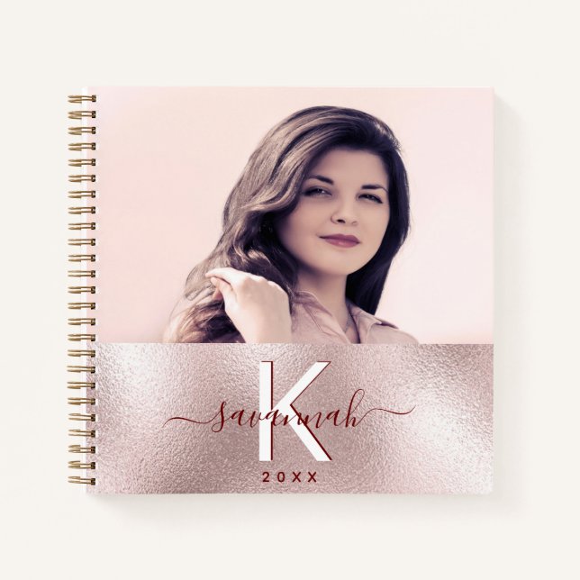 Pink monogram name photo notebook (Front)