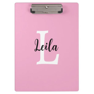 Pink Monogram Name Script Personalized Design Clipboard