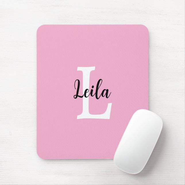 Pink Monogram Name Script Personalized Design Mouse Pad (With Mouse)