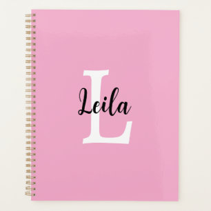Pink Monogram Name Script Personalized Design Planner
