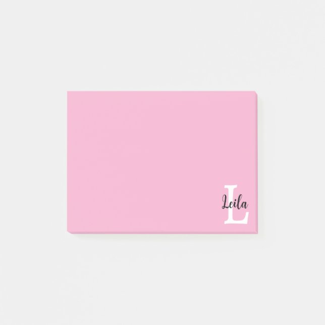 Pink Monogram Name Script Personalized Design Post-it Notes (Front)