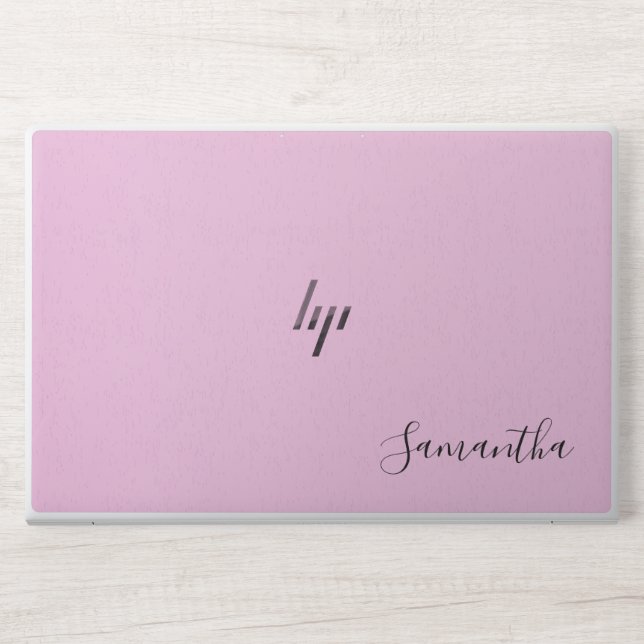 Pink Monogram name typography script  HP Laptop Skin (Front)