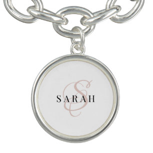 Pink Monogram Personalized Bridesmaid Gift Bracelet