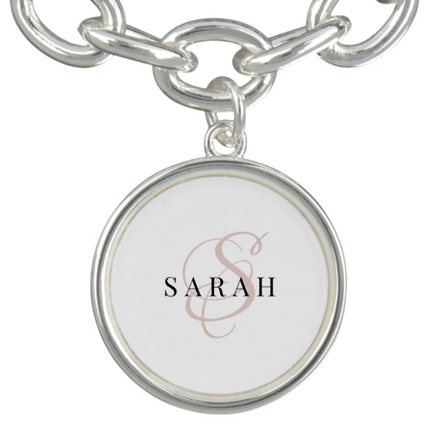 Pink Monogram Personalized Bridesmaid Gift Bracelet (Design)