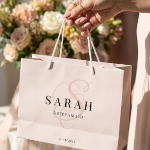 Pink Monogram Personalized Bridesmaid Large Gift Bag
