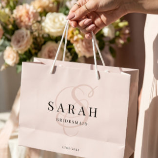 Pink Monogram Personalized Bridesmaid Large Gift Bag