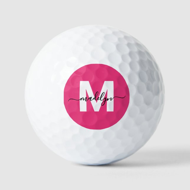 Pink Monogram Personalized Golf Balls (Front)