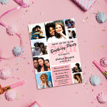 Pink Monogram Photo Collage Happy Birthday Invitation<br><div class="desc">This cool and cute birthday party invitation is perfect for any friend or family member. It features nine customizable photograph pictures with a monogram name, bubblegum pink "30th" (which can be changed to any age), and a blush pink color block square. The other color block square includes the party details....</div>