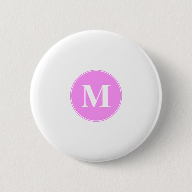 Pink Monogram Pinback Button (Front)