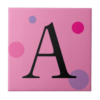 PINK MONOGRAM POLKA DOT TILE