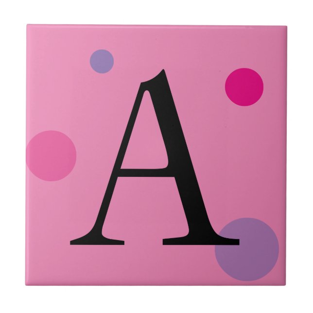 PINK MONOGRAM POLKA DOT TILE (Front)