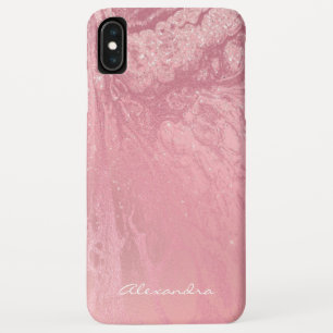 Pink Monogram Rose Gold Glitter and Sparkle iPhone XS Max Case