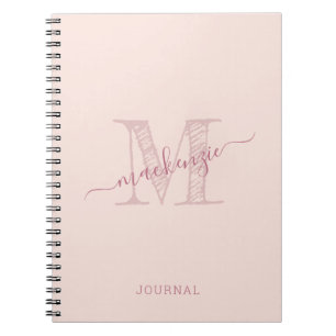 Pink Monogram Rustic Chic Personalized Notebook