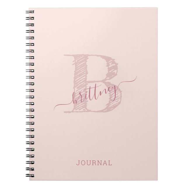 Pink Monogram Rustic Chic Personalized Notebook (Front)