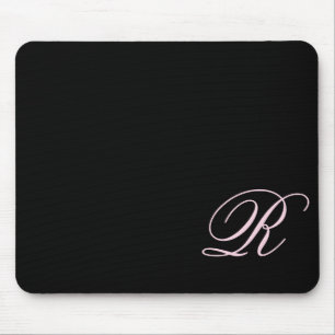 Pink Monogram Script Black Mouse Pad