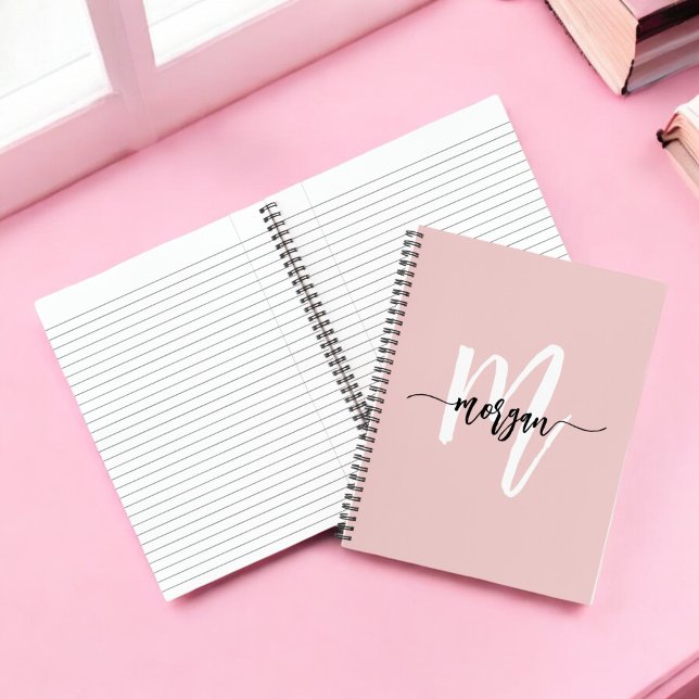 Pink Monogram Script Girl's Back to School Notebook (Creator Uploaded)