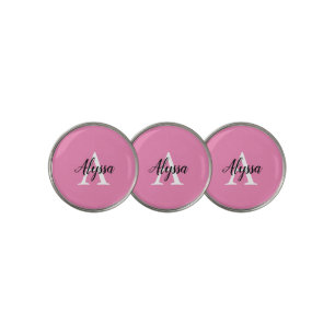 Pink Monogram Script Golf Ball Marker