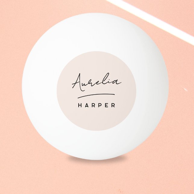 Pink Monogram Script Personalized Name Ping Pong Ball (Creator Uploaded)