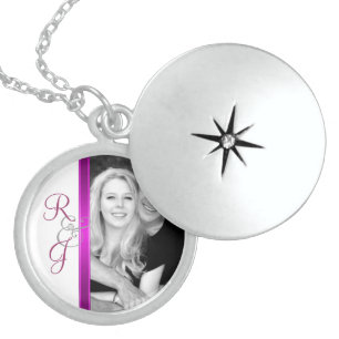 PInk Monogram Silver Wedding Necklace