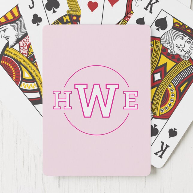 Pink Monogram Simple Initials Modern Girly Retro Poker Cards (Pink Monogram Simple Initials Modern Girly Retro Poker Cards)