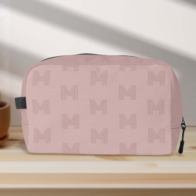 Pink monogram Simple Modern, Womens Dopp Kit (Pink monogram small women's dopp kit bag.)