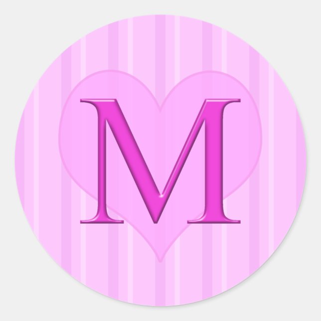 Pink Monogram Stickers M 001 (Front)