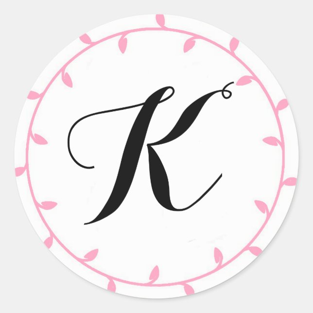 Pink Monogram Stickers Template (Front)