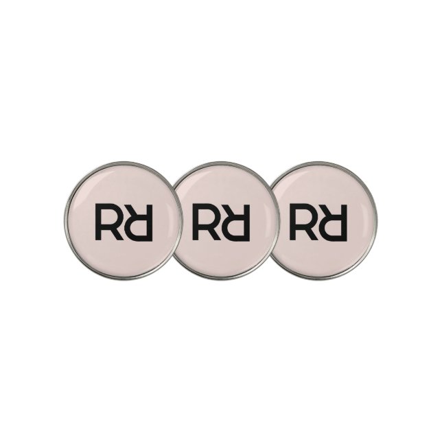 Pink Monogram Stylish Modern Golf Ball Marker (3 Up)