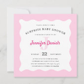 Pink Monogram Surprise Baby Shower Invitation (Front)