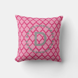 Pink Monogram Throw Pillow