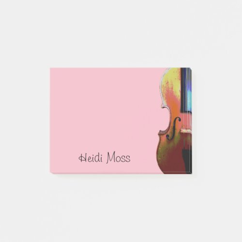 Pink Monogram Violin Post_it Notes