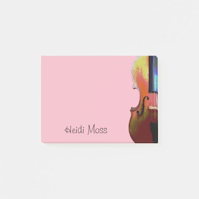 Pink Monogram Violin Post-it Notes (Front)