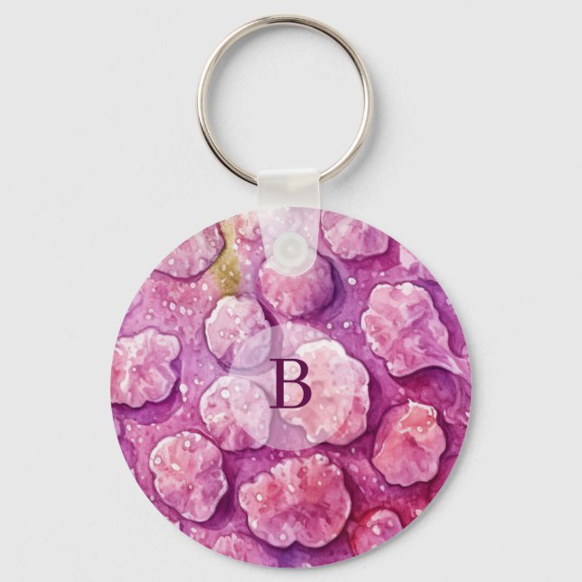 Pink Monogram Virus Bacteria Pattern Keychain (Front)