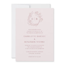 Pink Monogram Wedding Invitation