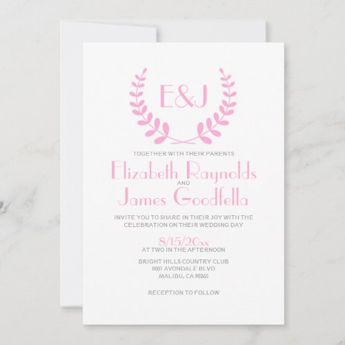 Pink Monogram Wedding Invitations