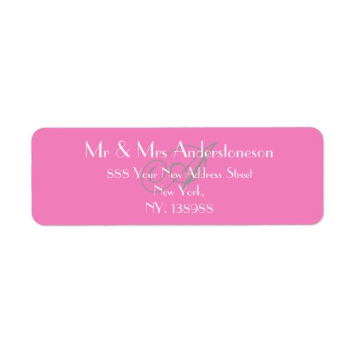 Pink Monogram Wedding Simple Modern Return Address Label
