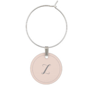 Pink Monogram Wedding Wine Charms