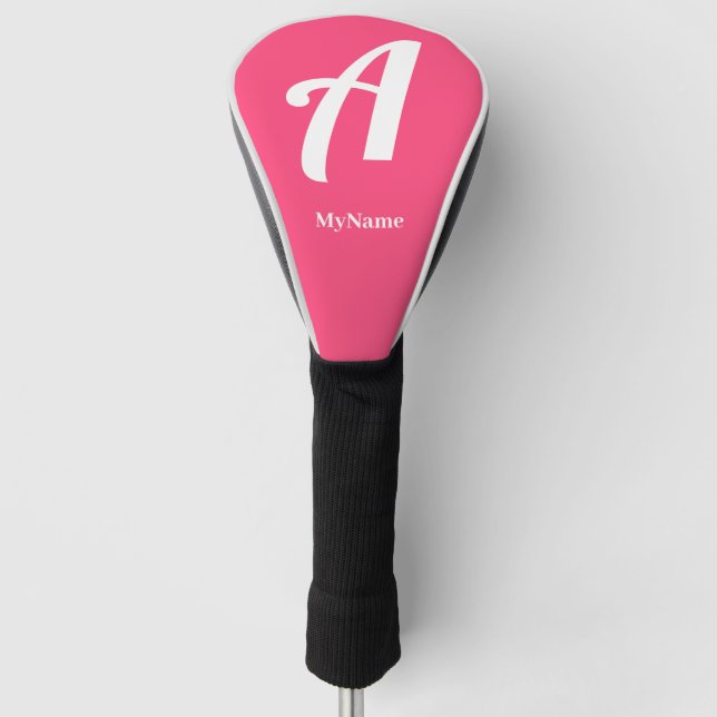 Pink Monogram with Name Golf Head Cover (Front)