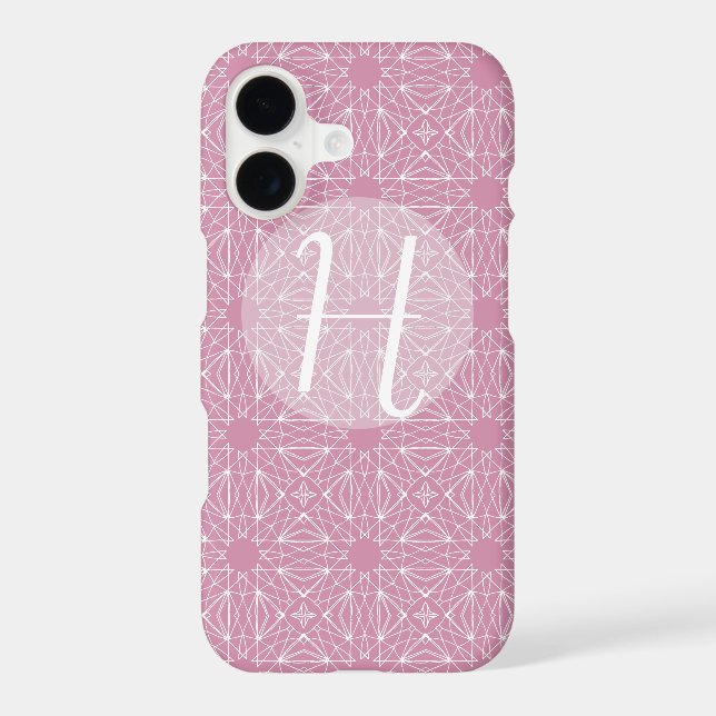 Pink Monogram with Pattern Iphone Case (Back)