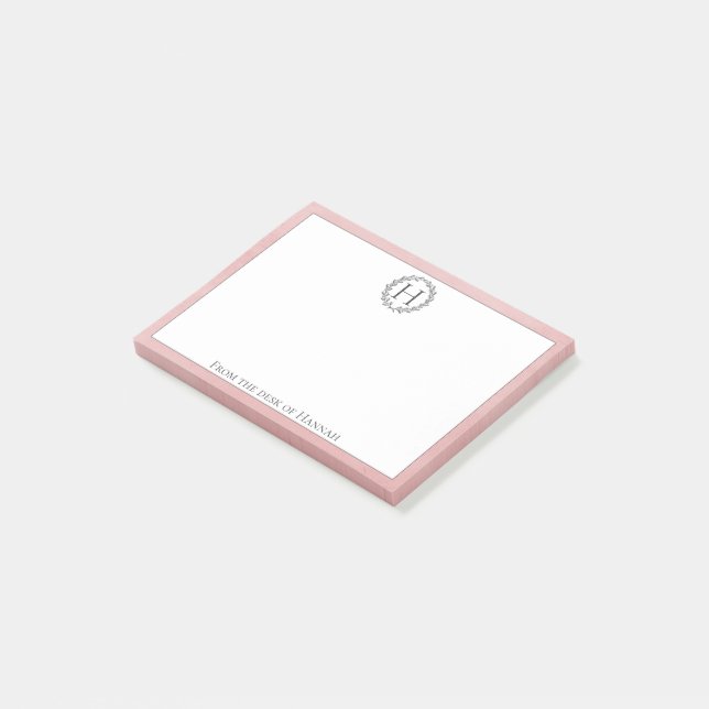 Pink Monogram Wreath Notes (Angled)
