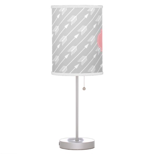 Pink Monogrammed Arrows Pattern Table Lamp (Left)