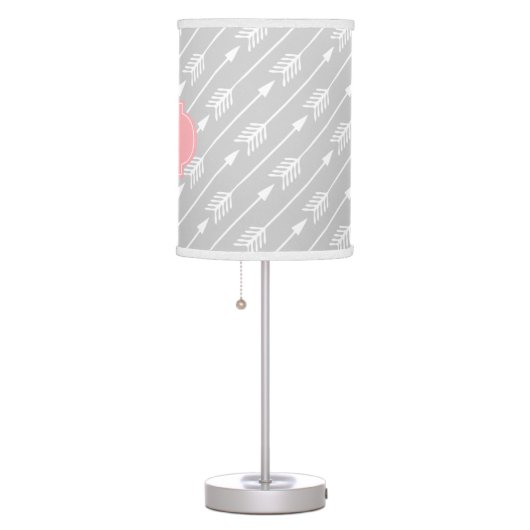 Pink Monogrammed Arrows Pattern Table Lamp (Right)