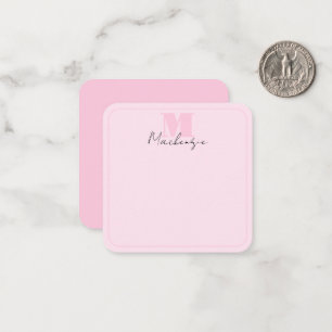 Pink Monogrammed Elegant Bold Initial Note Card