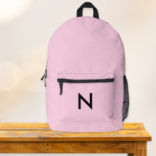 Pink Monogrammed Elegant Pretty Modern Chic Trendy Printed Backpack