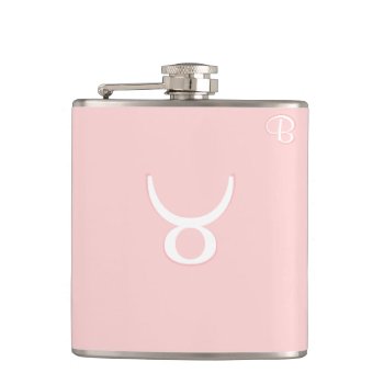 Pink Monogrammed Flask - Zodiac - Taurus by online_store at Zazzle