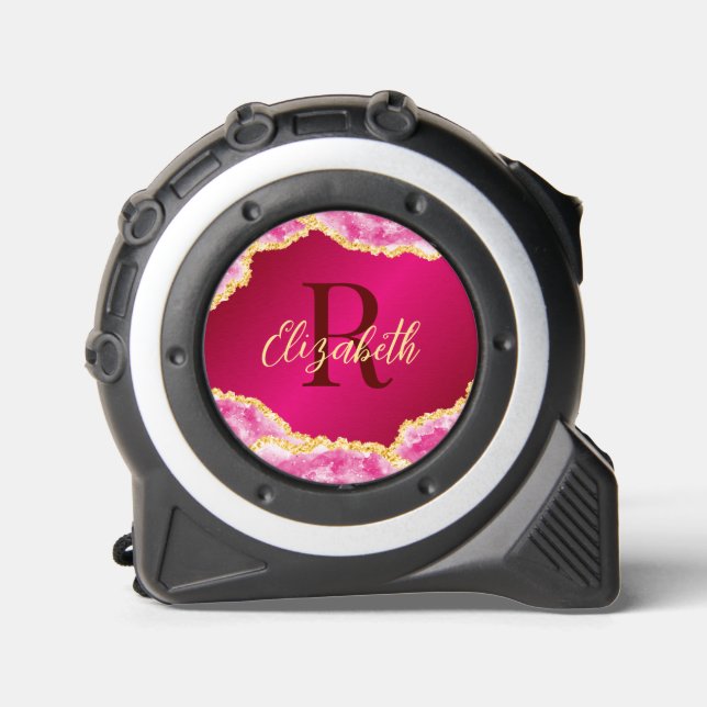 Pink Monogrammed Girly Tape Measure (Front)