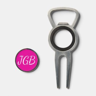 Pink Monogrammed Golf Bottle Opener
